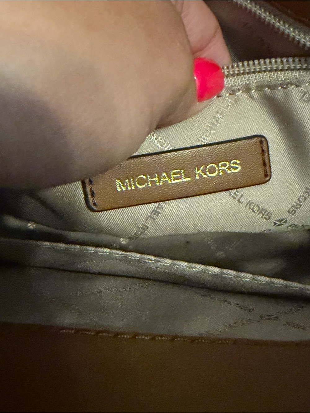Michael Kors Brown Two-Tone Signature MK Satchel - Picture 6 of 6